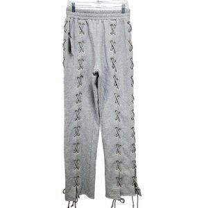 Luxe Allure Lace-Up Grey Womens Sweatpants Size XL